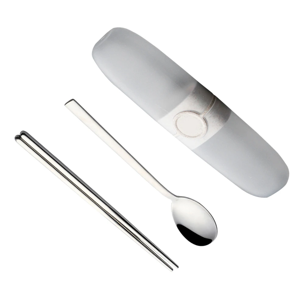 

3 Pcs Portable Cutlery Set Lunch Silverware Reusable Tableware Travel Utensils Beige Camping Stainless Steel