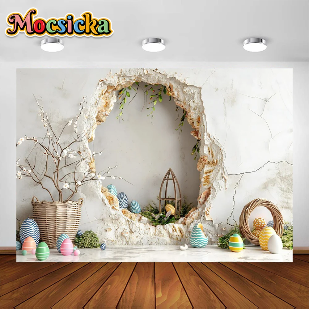 عيد الفصح التصوير خلفية بيض عيد الفصح الأرنب الطوب الجدار الديكور الأطفال صورة صور الخلفيات استوديو الدعامة راية