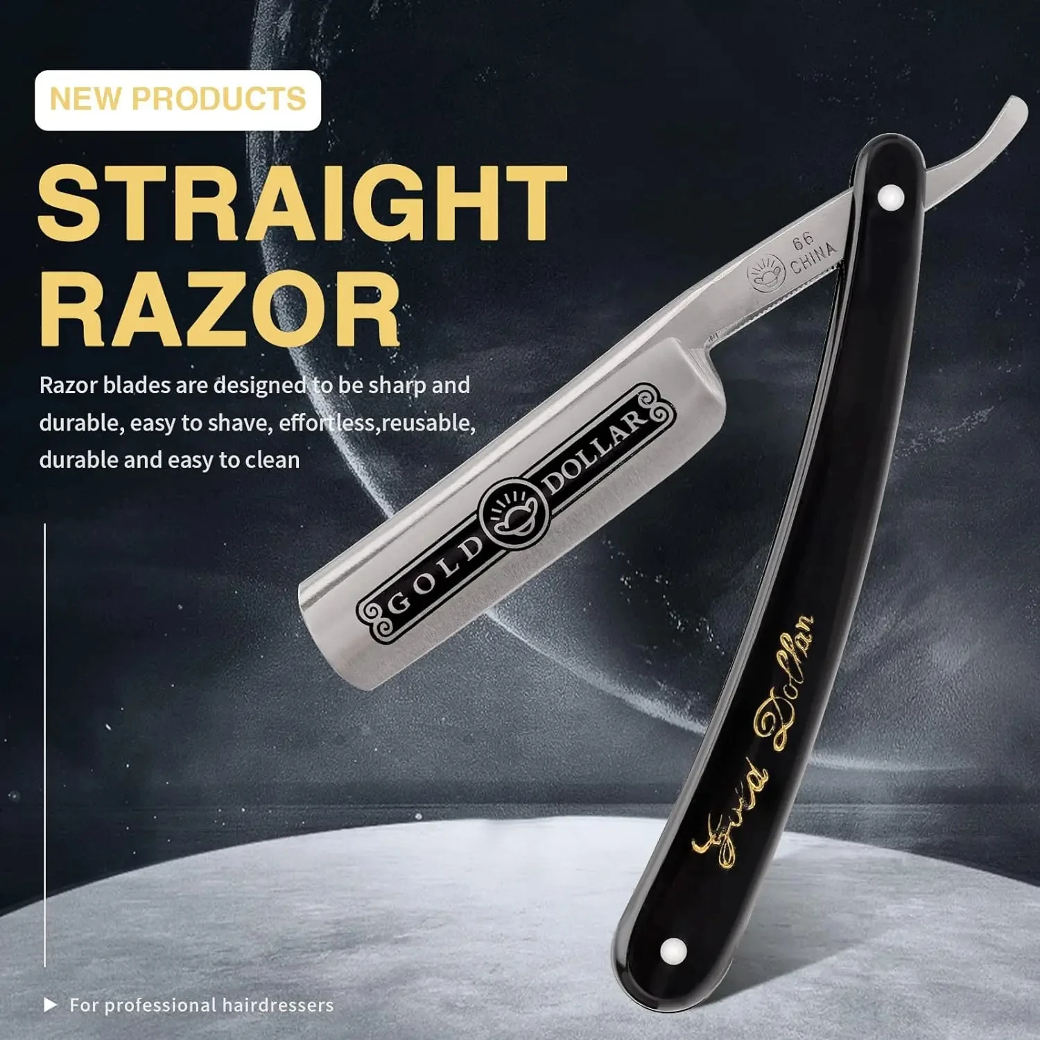 

Barber 66 Classic Manual Straight Razor Shaving Stainless Steel Folding Knife Sharp Men's Traditional Shaver
