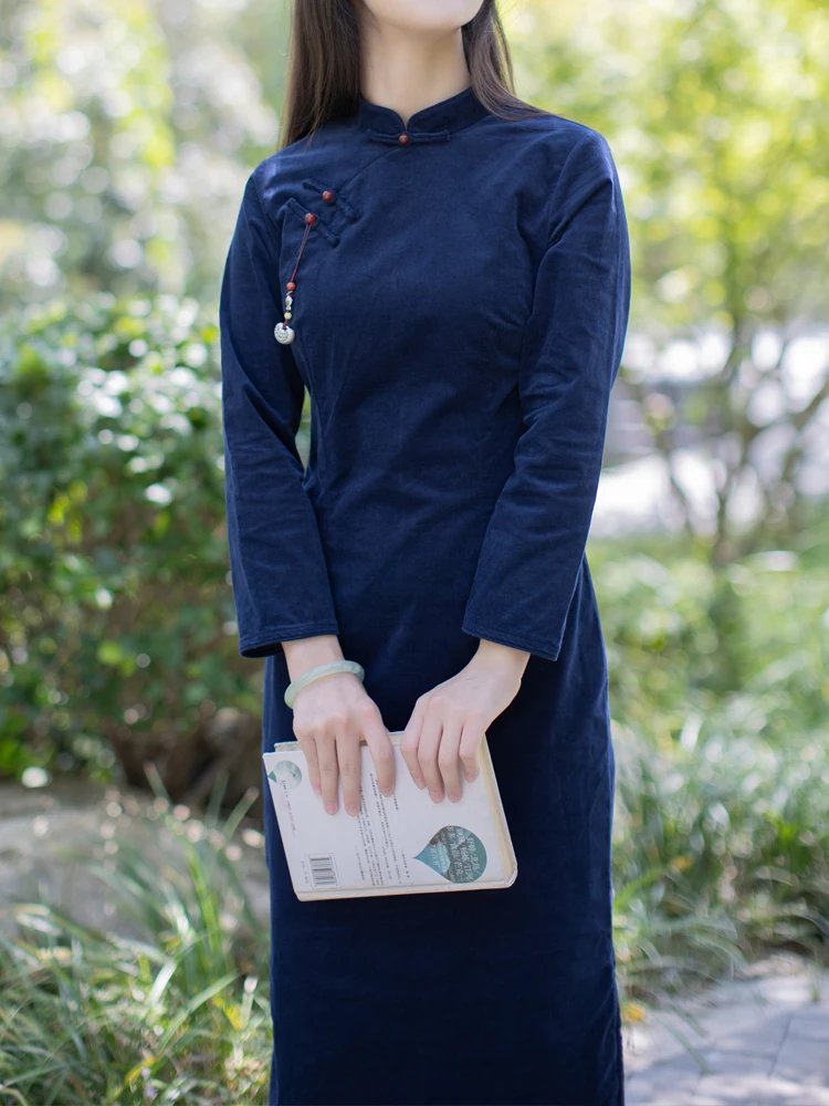 

Молодежная традиционная китайская рубашка с косым воротником, приталенного кроя, в стиле ретро, из смесового хлопка со спандексом, для повседневной носки.