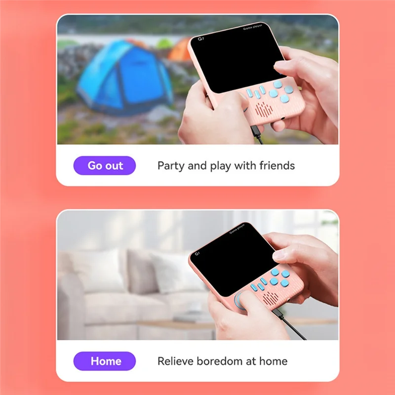 2025 New G7 Retro Video Game Console Built-In 666 Game 3.5Inch Screen AV Out Pocket Gamepad Handheld Game Players Controller(D)