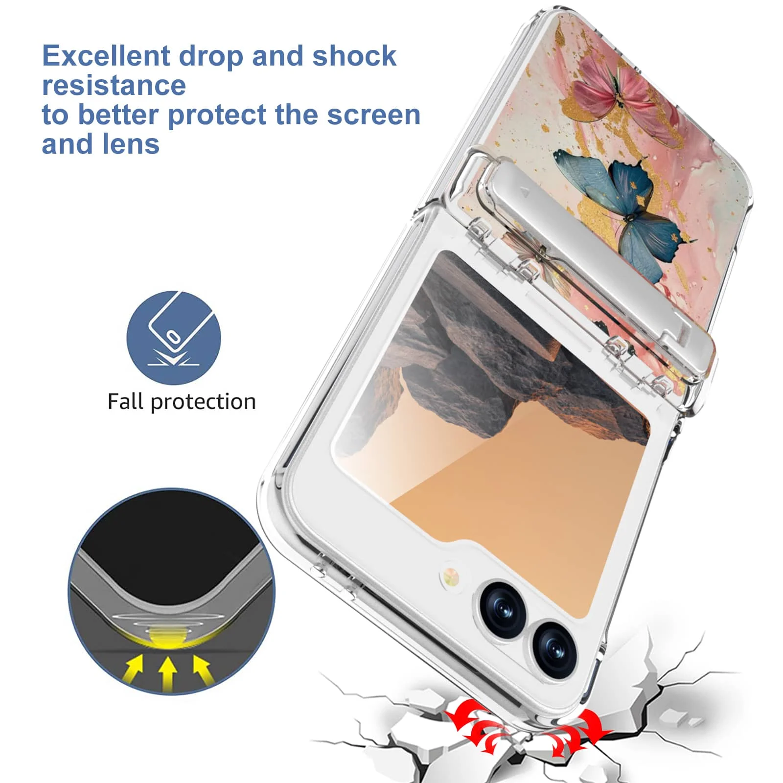 for Samsung Galaxy Z Flip 6 Case with [Built-in Front Screen Protector] [Kickstand],Cute Colorful Floral Pattern Design Cover