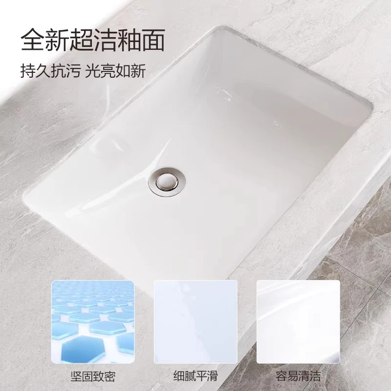 Bathroom Ceramic Oval Under-counter Basin, Square Wash Basin, Embedded Washbasin, Single Basin Ceramic Basin