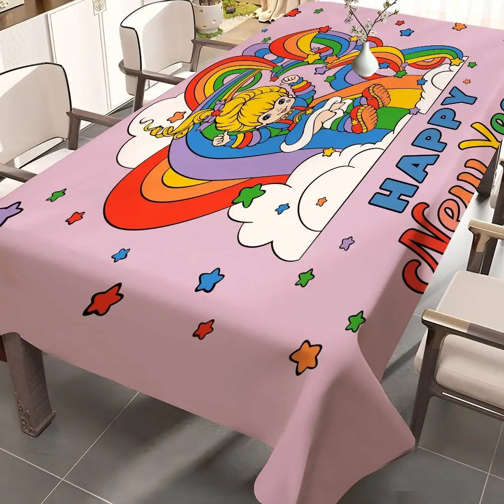 R-Rainbow B-Brite mantel de dibujos animados fiesta de cumpleaños boda Navidad cubierta de mesa limpiar escritorio tela decoración cubre rectángulo