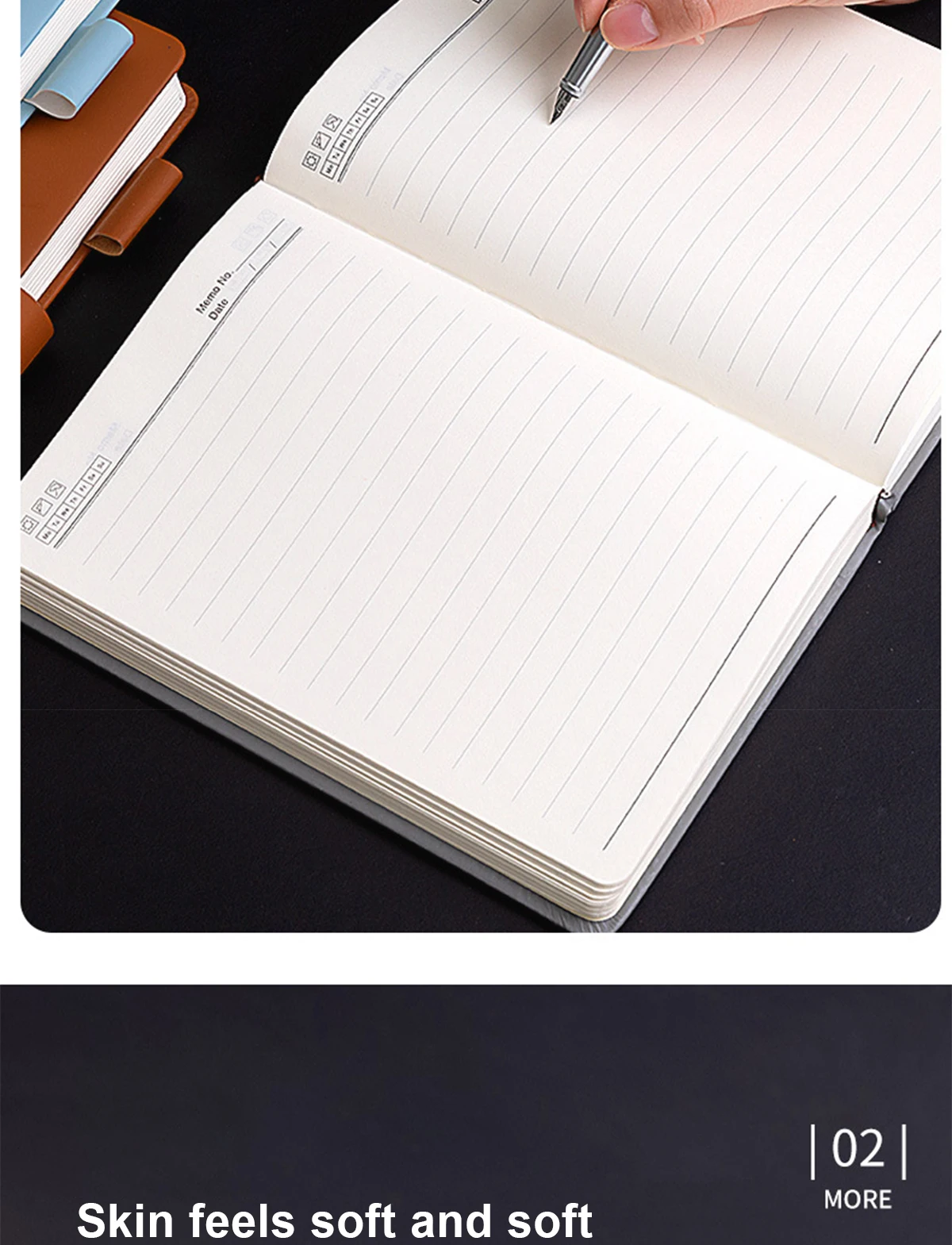 A5 Retro-Notizbuch, weicher Lederbezug, 160/360 Seiten, Agenda für Studenten, Business, Büro, Schule, Schreibwaren – Detail 3
