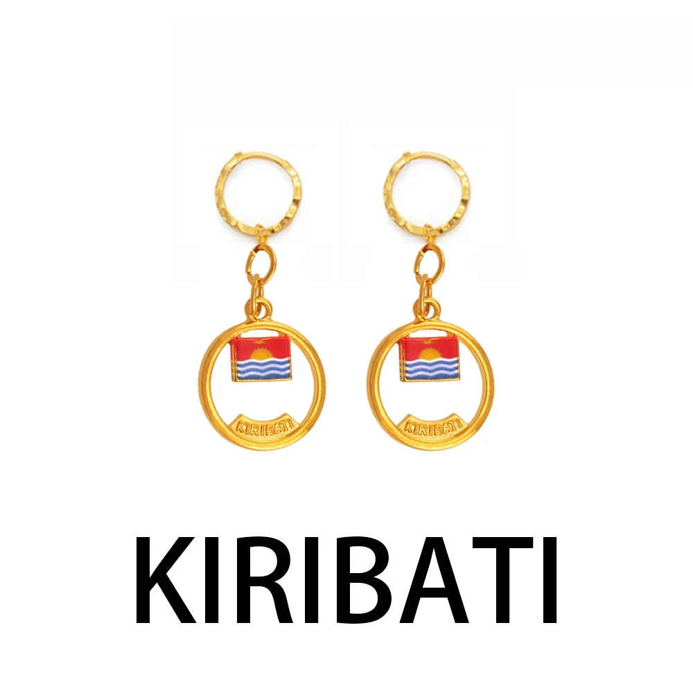 Anniyo Kiribati and Boboto Flag Earrings for Women Girl Kids Gold Color Ethnic Jewelry  #122906