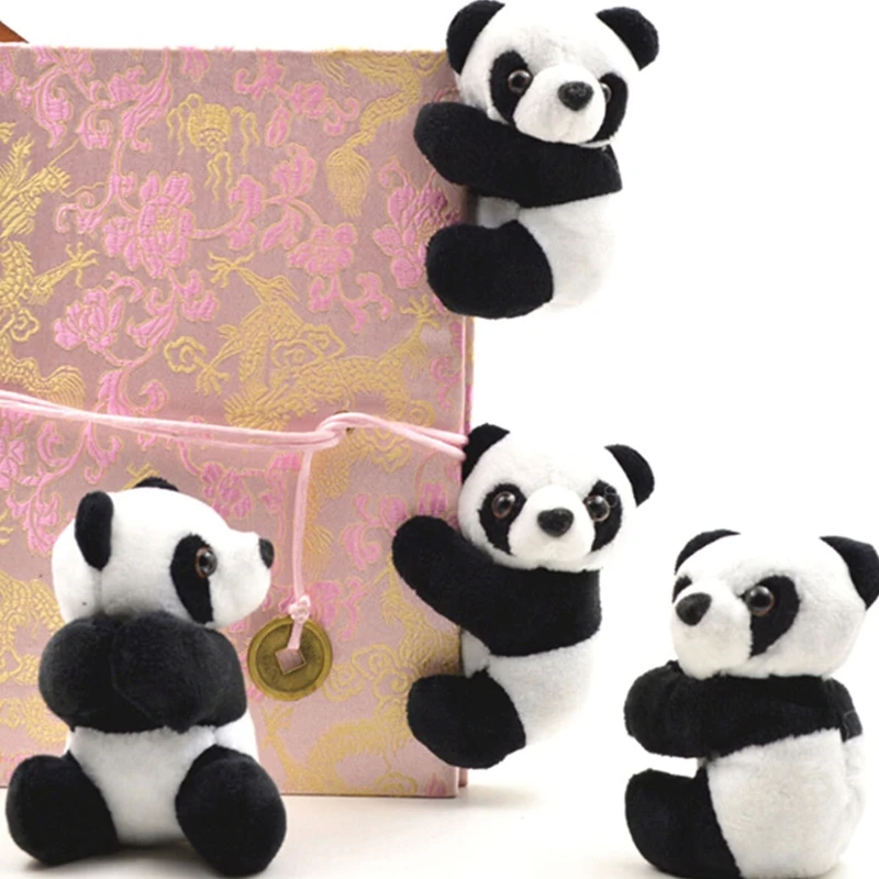 Novelty Lovely Finger Panda Clip Plush 4'' Panda Clips Black White Hugging Panda for Doll Curtain Clip for Bead Curtains