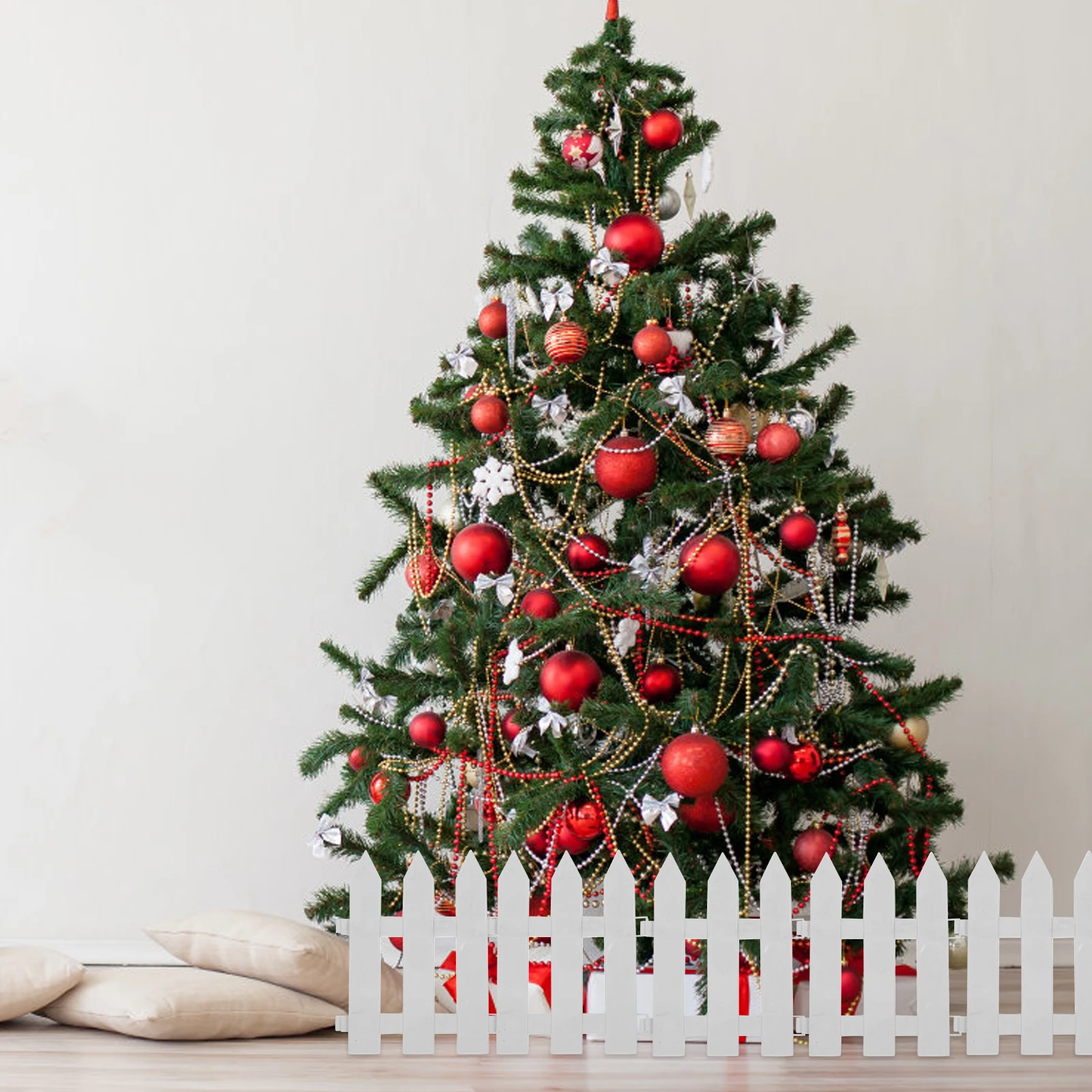 

Fence Panel for Around Christmas Tree Detachable White Plastic Outdoor Fence Holiday Scene Decor Xmas Tree Base Edge