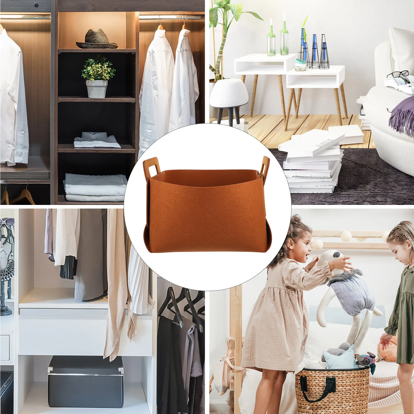 Laundry Basket Foldable Polyester Clothes Holder Light Weight Handle Design Large Capacity Storage Basket Dorm Bathroom Nursery