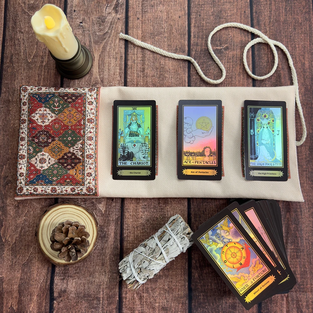 Tarot-Aufbewahrungstasche im Ethno-Stil mit buntem geometrischem Muster-Design, Tarot-Tischdecke, Wahrsagerei, robuste Stoff-Wickeltasche
