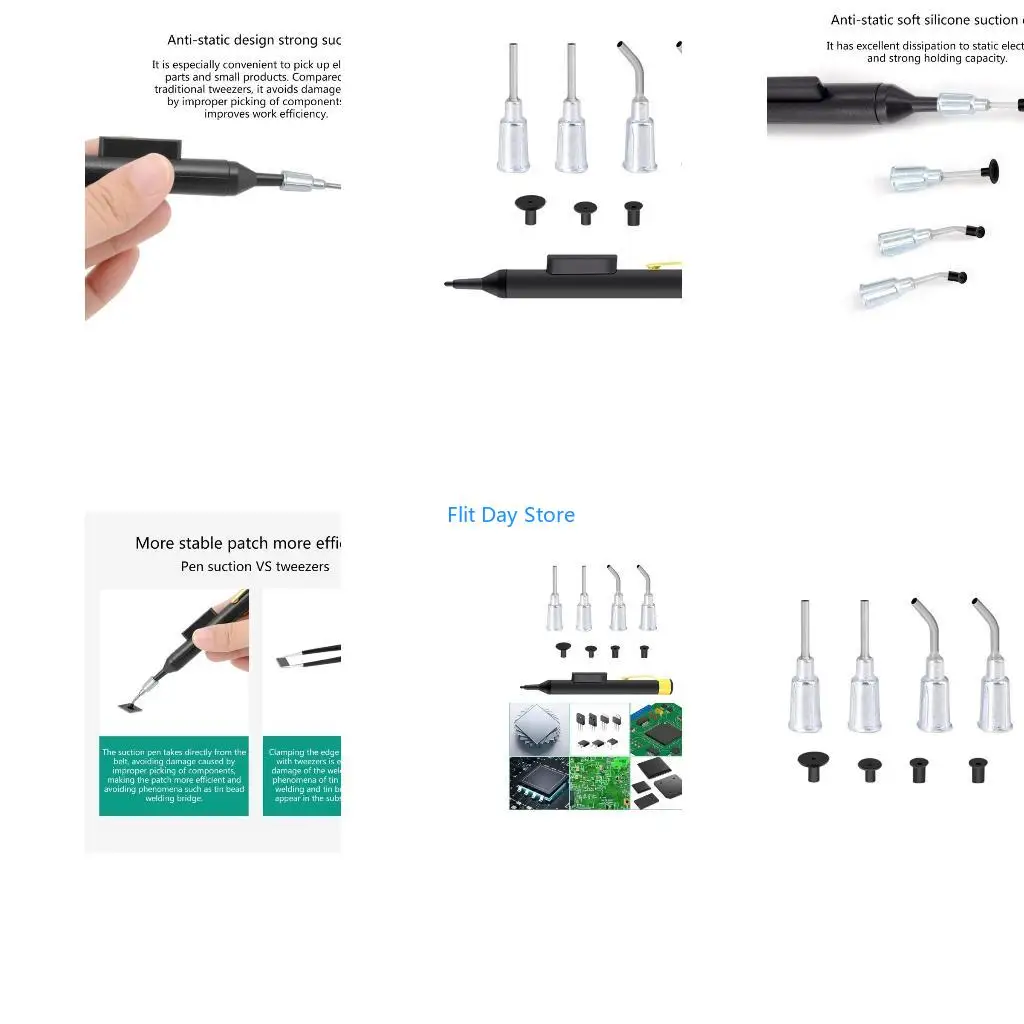 F92C 1Set Solders Extractions Removal Tool Vacuum Pen with Suctions Pad Headers Pumps for Sucking IC/ Chip
