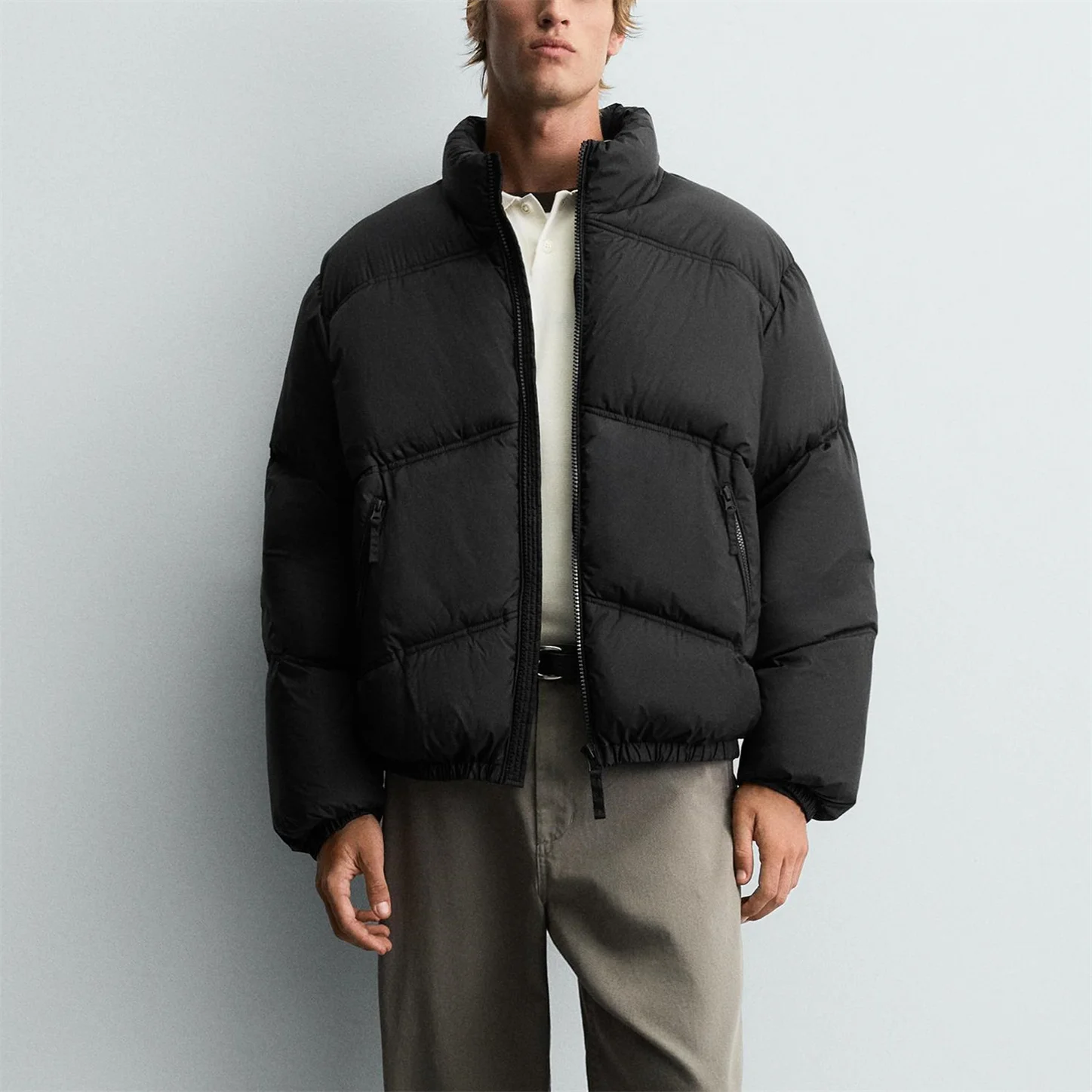 Faionable التكنولوجيا النسيج القطن Jaet الرجال ملابس خارجية غير رسمية وصول جديد موسم الخريف مريحة طويلة Sve سستة إغلاق #4