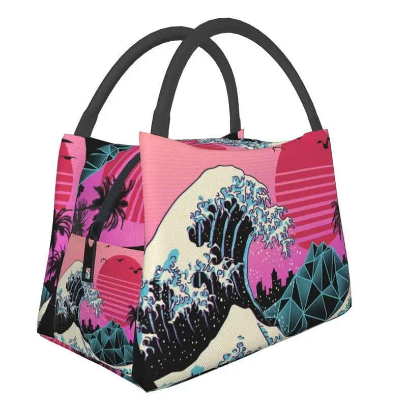 

The Great Wave Off Kanagawa Insulated Lunch Bags for School Office Japan Vaporwave Waterproof Cooler Thermal Bento Box Women