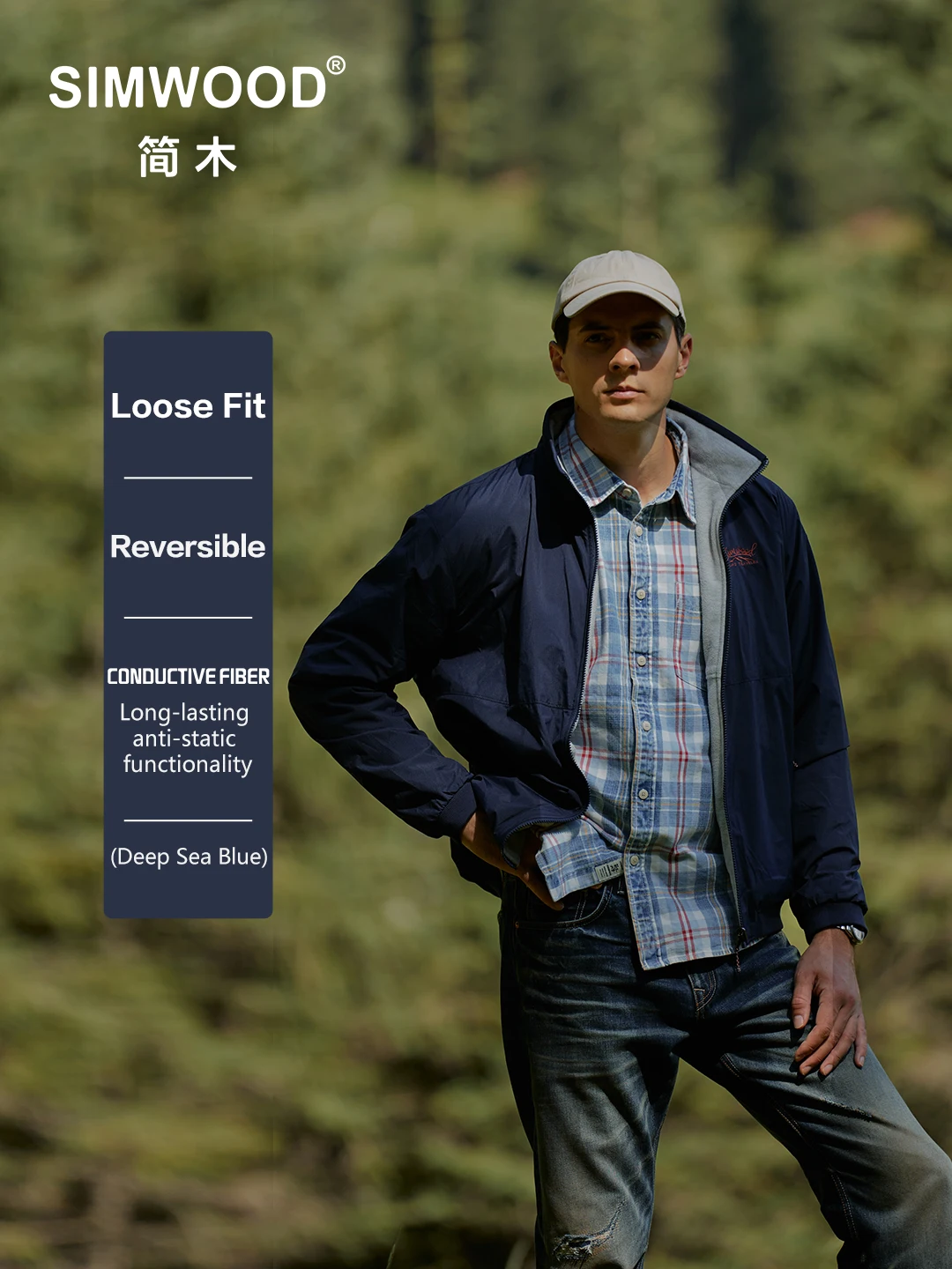 

SIMWOOD 2025 осенние новые водоотталкивающие двусторонние куртки большого размера, мужские антистатические флисовые уличные пальто больших размеров