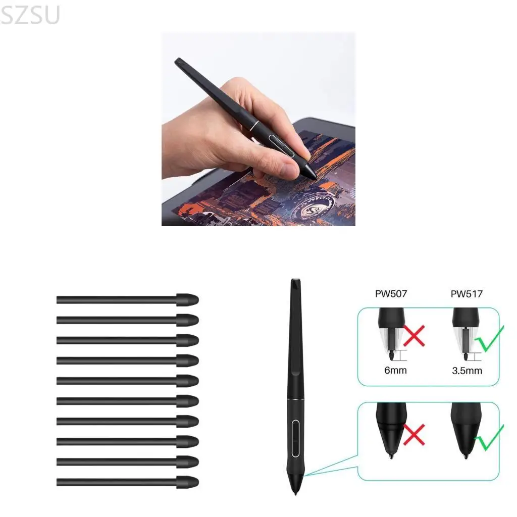 

Советы по стилусу SZSU Touch применяются для PW517 для Kamvas 12/13/16/22, сменный наконечник