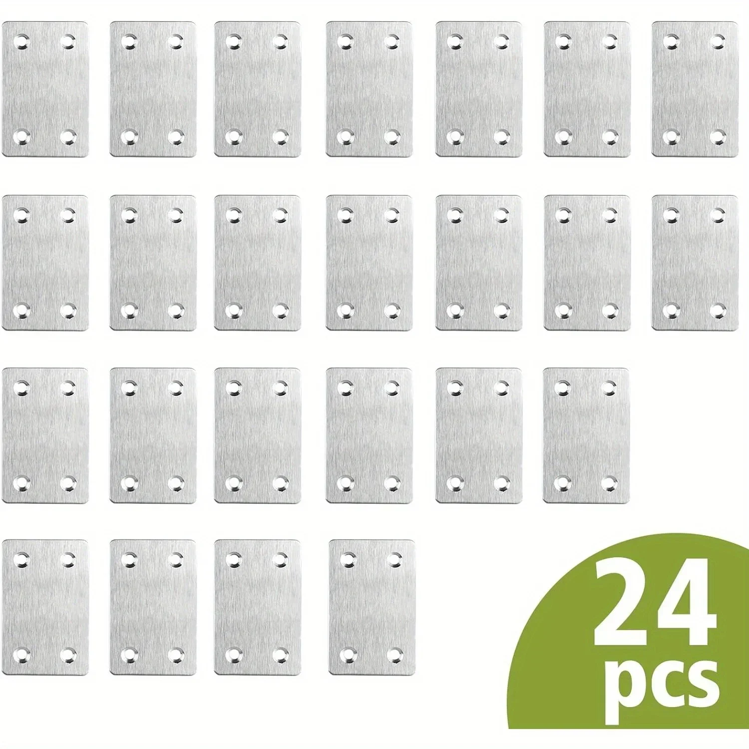 24 flat straight support brackets, silver flat repair plate stainless steel fixed angle brackets, used for wooden furniture