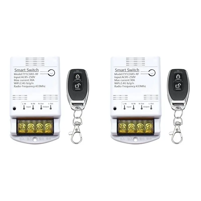2X 4000W 30A Wifi Switch Relay Tuya Smartlife APP 433Mhz RF Receiver Module AC 85-250V 220V Automation Circuit Breaker