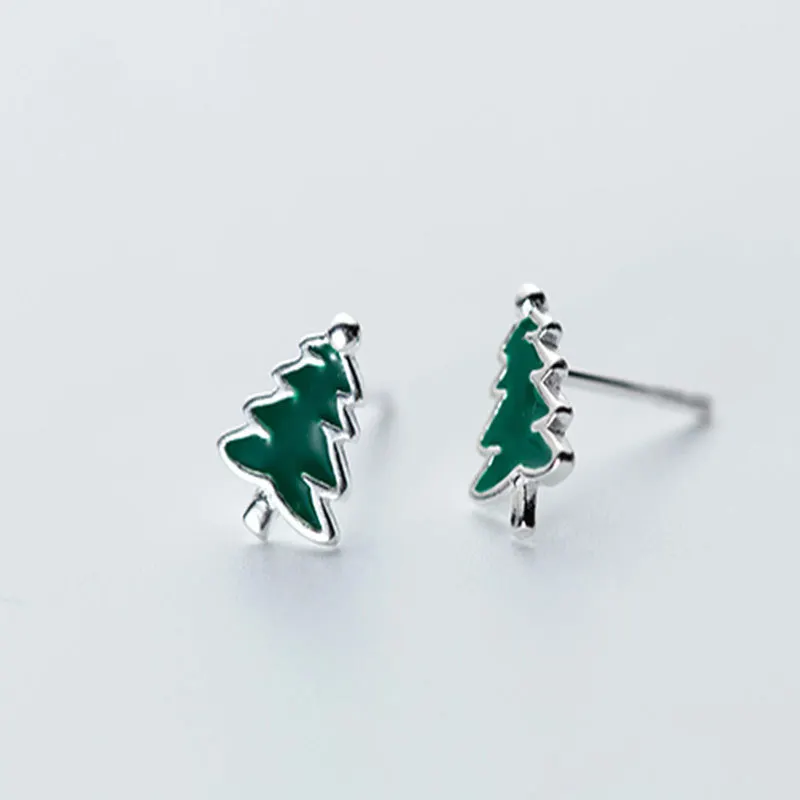 New Fresh And Sweet Christmas Tree 925 Sterling Silver Simple Personality Exquisite Popular Earrings E019