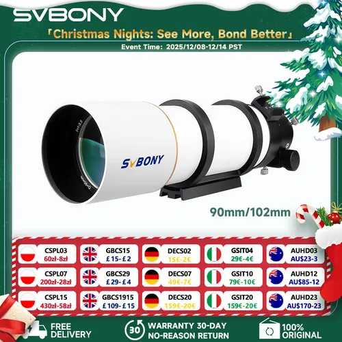 Svbony SV48P 90/102mm apertura OTA telescopio astronómico refractor de enfoque de doble velocidad para astrofotografía de cielo profundo