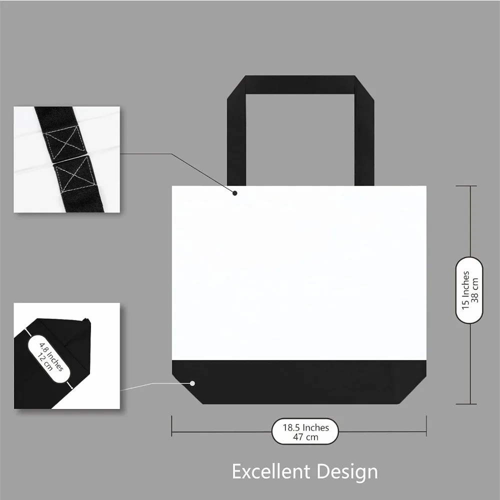 حقيبة حمل قماشية كبيرة جدًا بقوة 12 أونصة من TOPDesign، حقيبة قماش للتسوق البقالة قابلة لإعادة الاستخدام، حقيبة يد عصرية بلونين