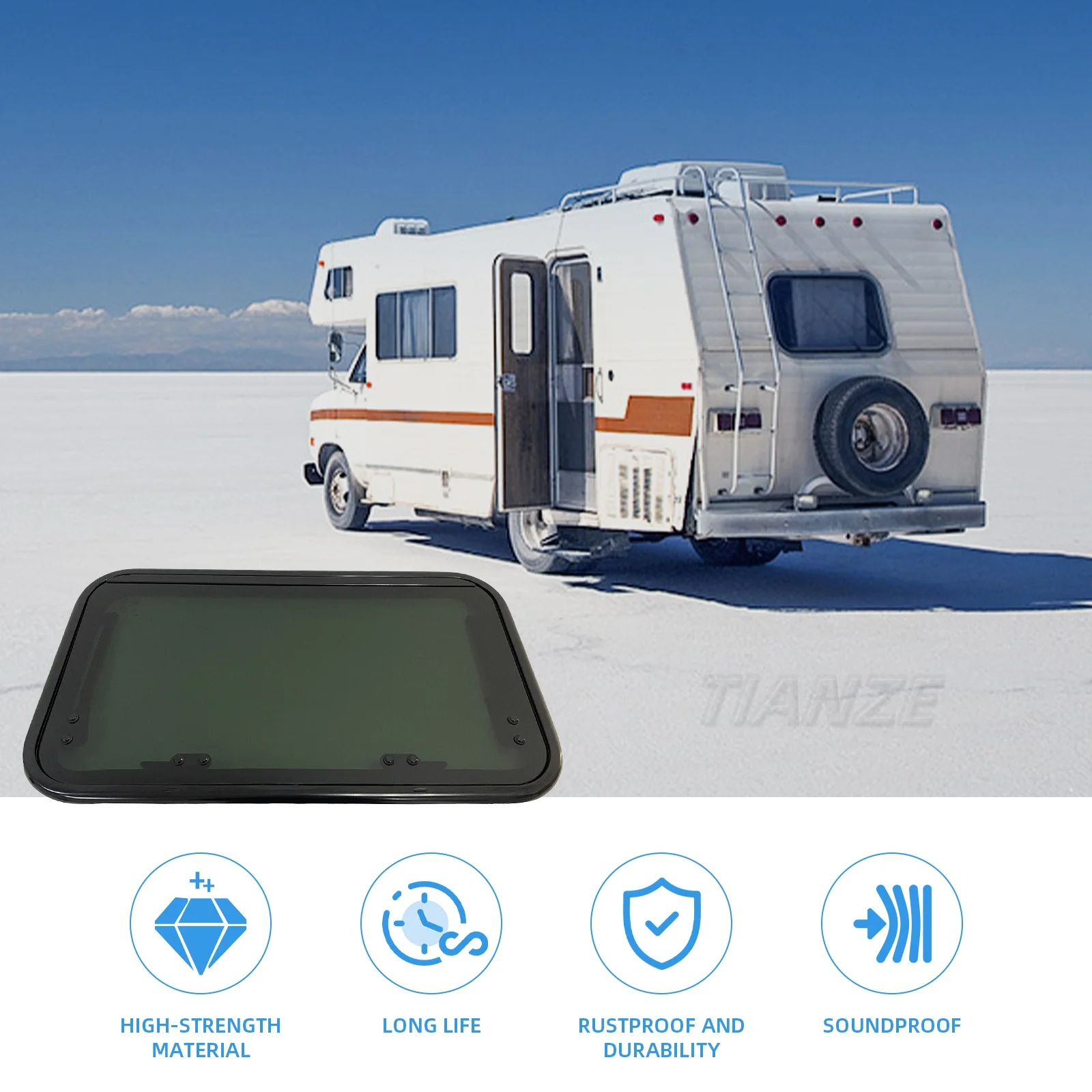 RV Accessories 762*508mm RV Side Window with Blinds & Insect Screen UV Protection Tempered Glass Windows view 4