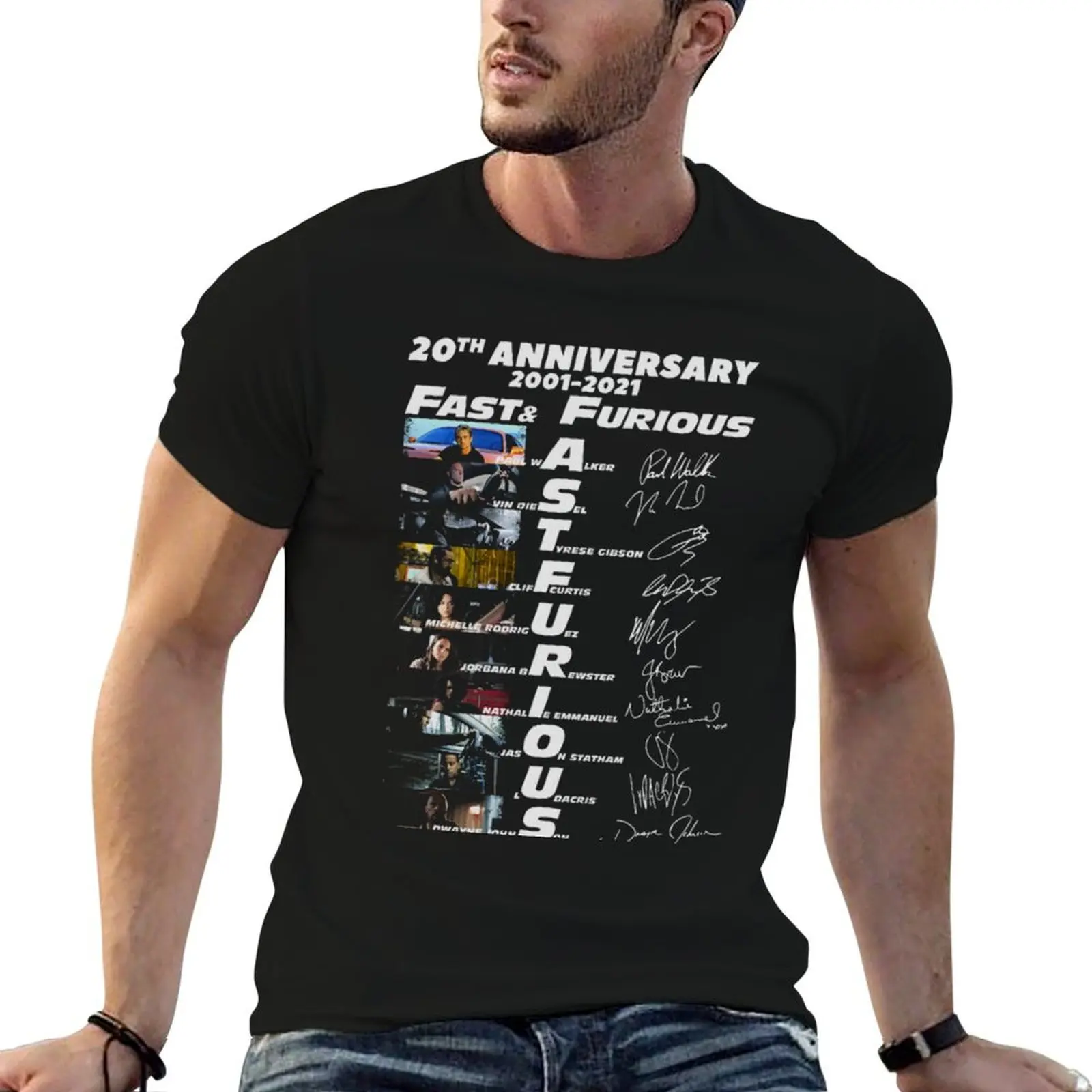 

Anniversary Signatures for 2021 20th soft cotton T-Shirt Furious Fast 2001 man t shirts