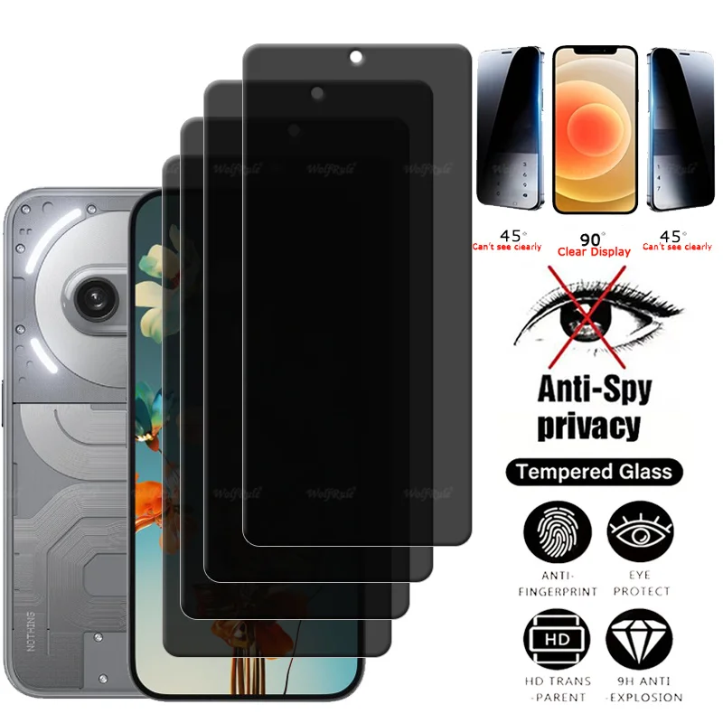 4Pcs For Nothing Phone 2A Plus Glass Nothing Phone 2A Plus Glass Phone Privacy Anti-Spy Screen Protector Nothing Phone 2A Plus