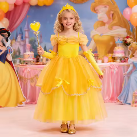 Fancy Sleeping Princess Girls Dress Carnival Cosplay Halloween Costume Elegant Wedding Party Dresses Girls Evening Kids Clothing