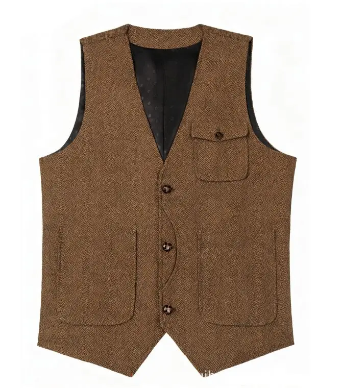 USA SIZE Spring and Autumn Commuting Pure Color Casual American Retro Coarse Flower Suit Sleeveless Vest Men