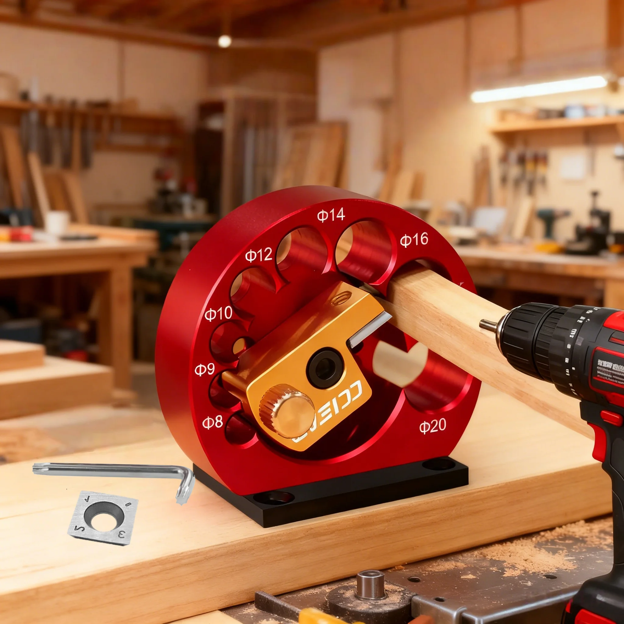 8-Hole Adjustable Dowel Maker Jig or W/ Nail & Blade Set, for Rods Ranging from 8-20mm  Woodworking Drilling and Milling Project