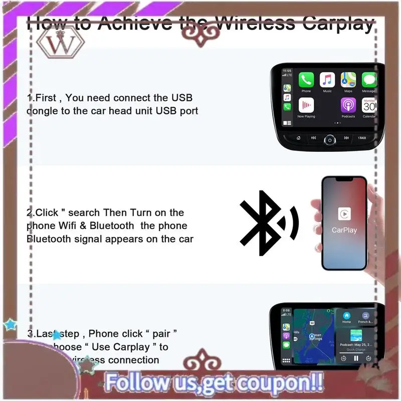 ABBG-Carplay محول لاسلكي ل 5Ghz واي فاي اتصال تلقائي بلوتوث Carplay محول ل OEM سيارة نموذج 2015 +