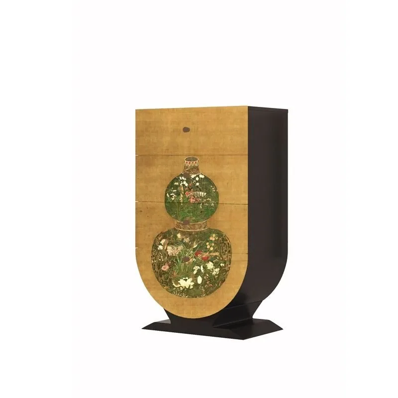 Solid wood four-bucket cabinet entry retro decorative cabinet entrance dining side cabinet living room multi-functional locker
