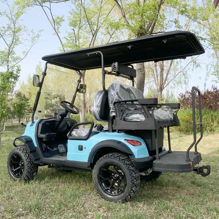 Solar Panel Golf Cart 2+2 Seat Electric Golf Scooter 48V Utility Vehicle Factory Direct Off-Road Golf Cart With Front Bumper