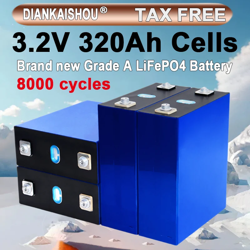 

8000 cycles new 3.2V 320ah LiFePO4 battery DIY 12V 24V 48V 3C A-class EV RV ship rechargeable lithium iron phosphate Cell no tax