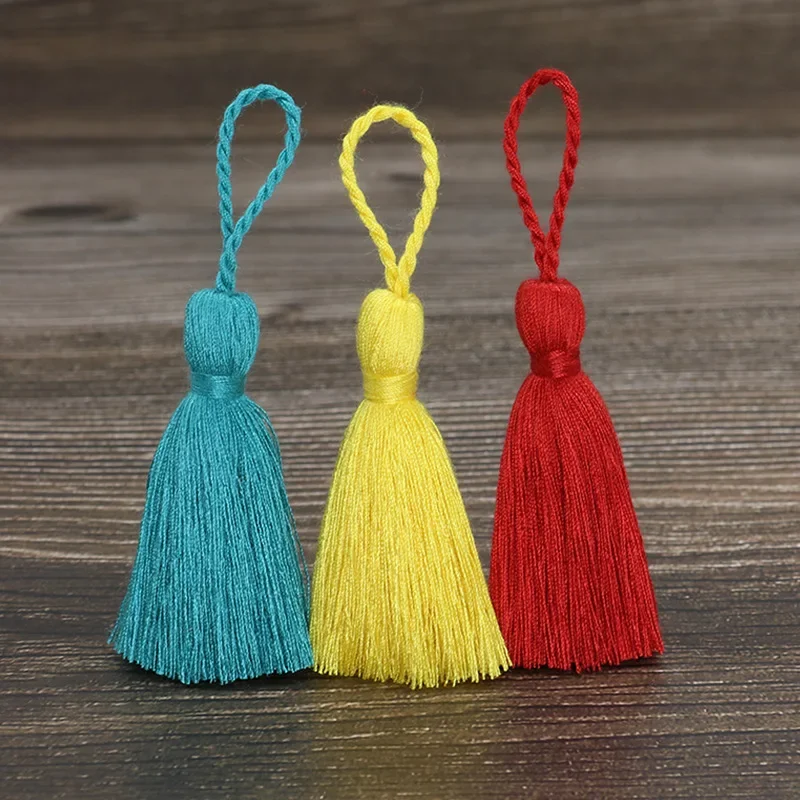 5/10Pcs 8cm Chunky Cotton Tassel with Hanging Loop Bookmarks Tassel Cotton Thread Small Tassels DIY Crafts Jewelry Making Decor