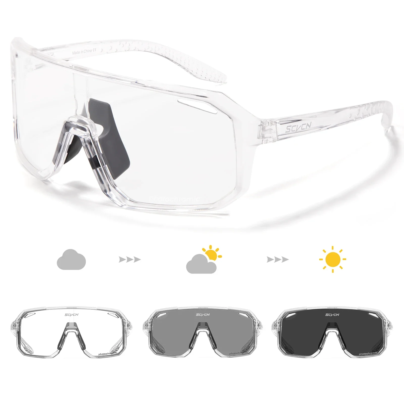 Scvcn Neue männer UV400 Photochrome Radfahren Sonnenbrille Frauen Sport Lauf Brillen für Männer Gläser Rennrad Fahrrad Brille