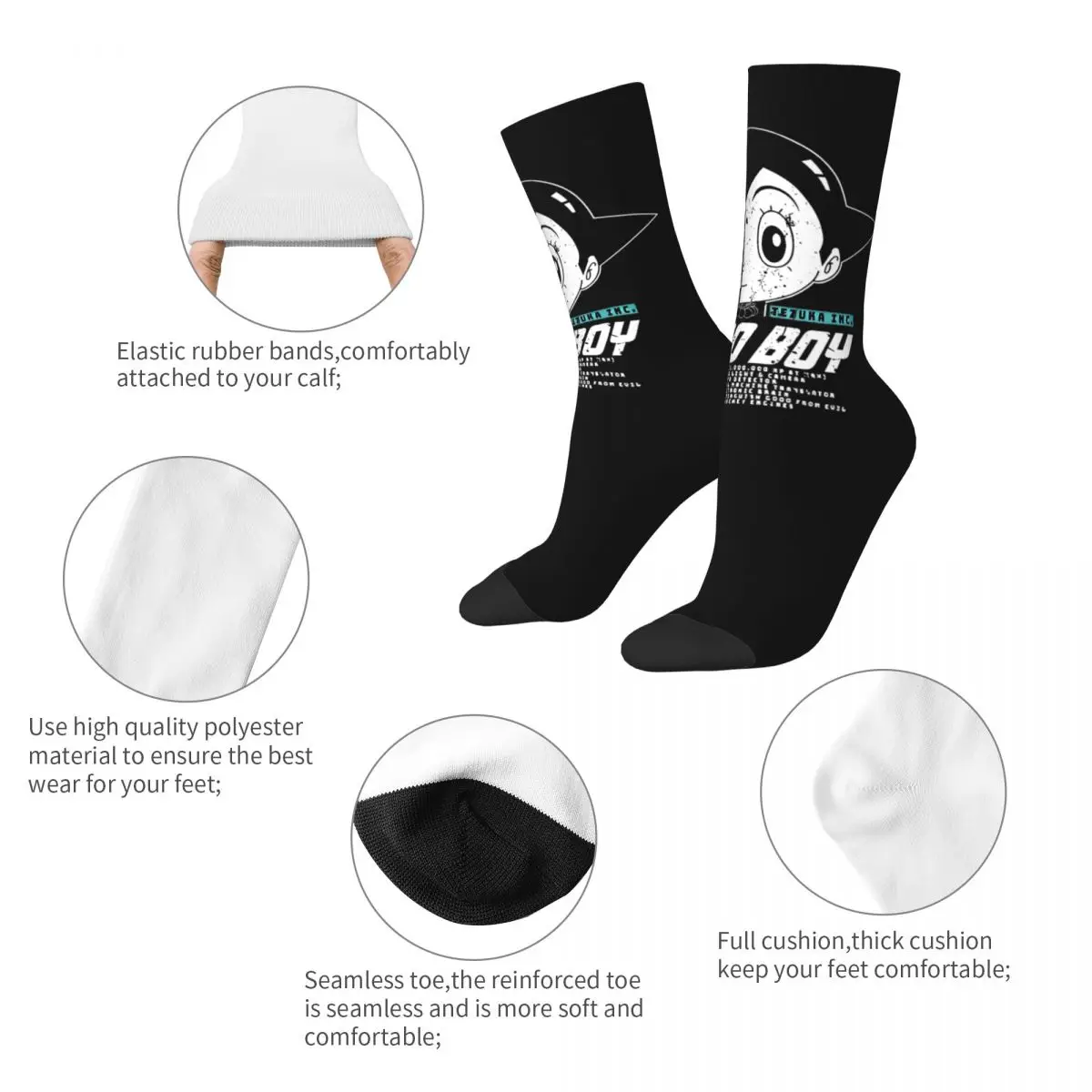 Winter Warm Harajuku Women Men ASTRO BOY Mighty Atom Mecha Tech Socks Astroboy Sweat Absorbing Sports Socks