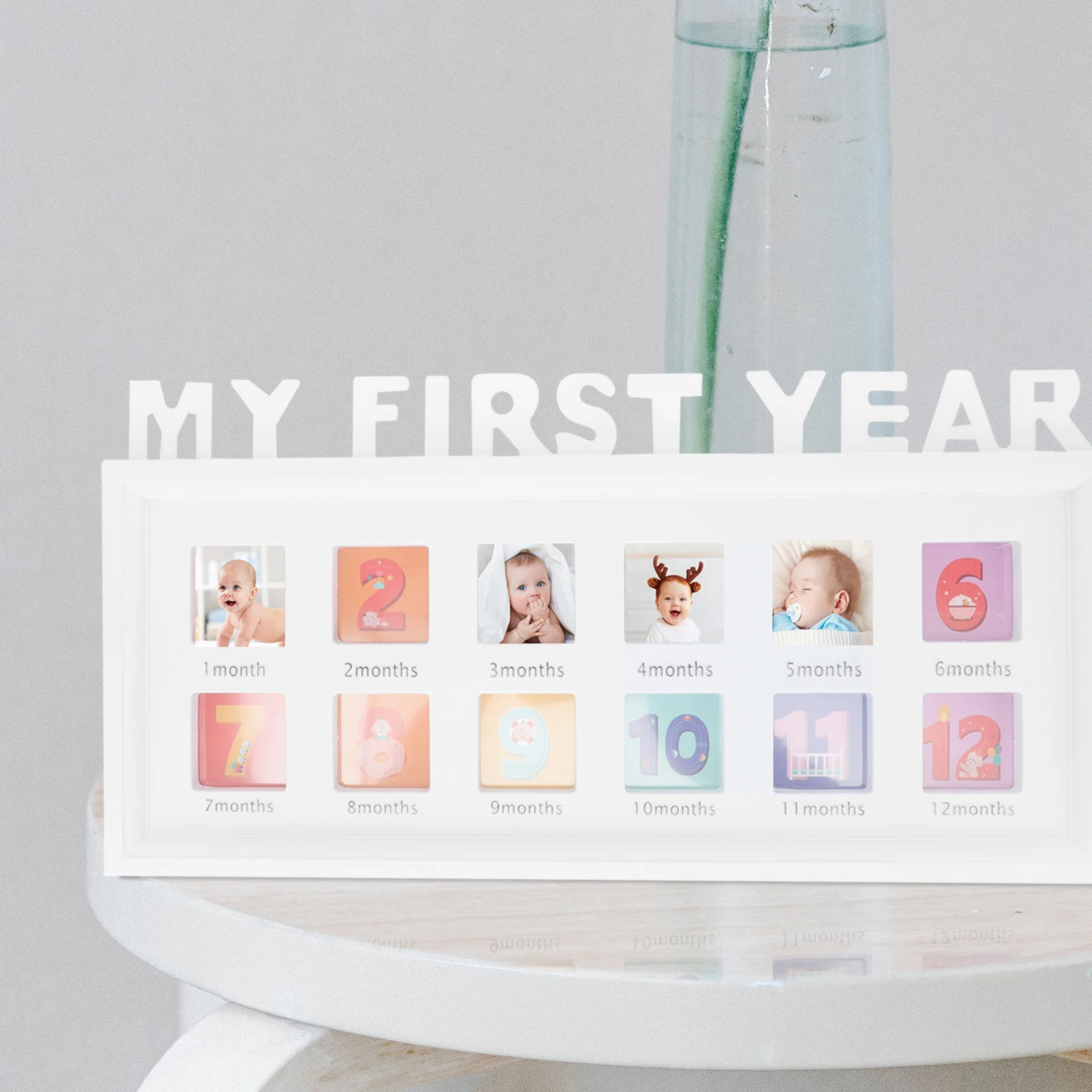 

Baby 12 Month Growth Frame First Year Picture Holder Infant Photo Keepsake Decor Clip Photo Frames Baby Picture Frame