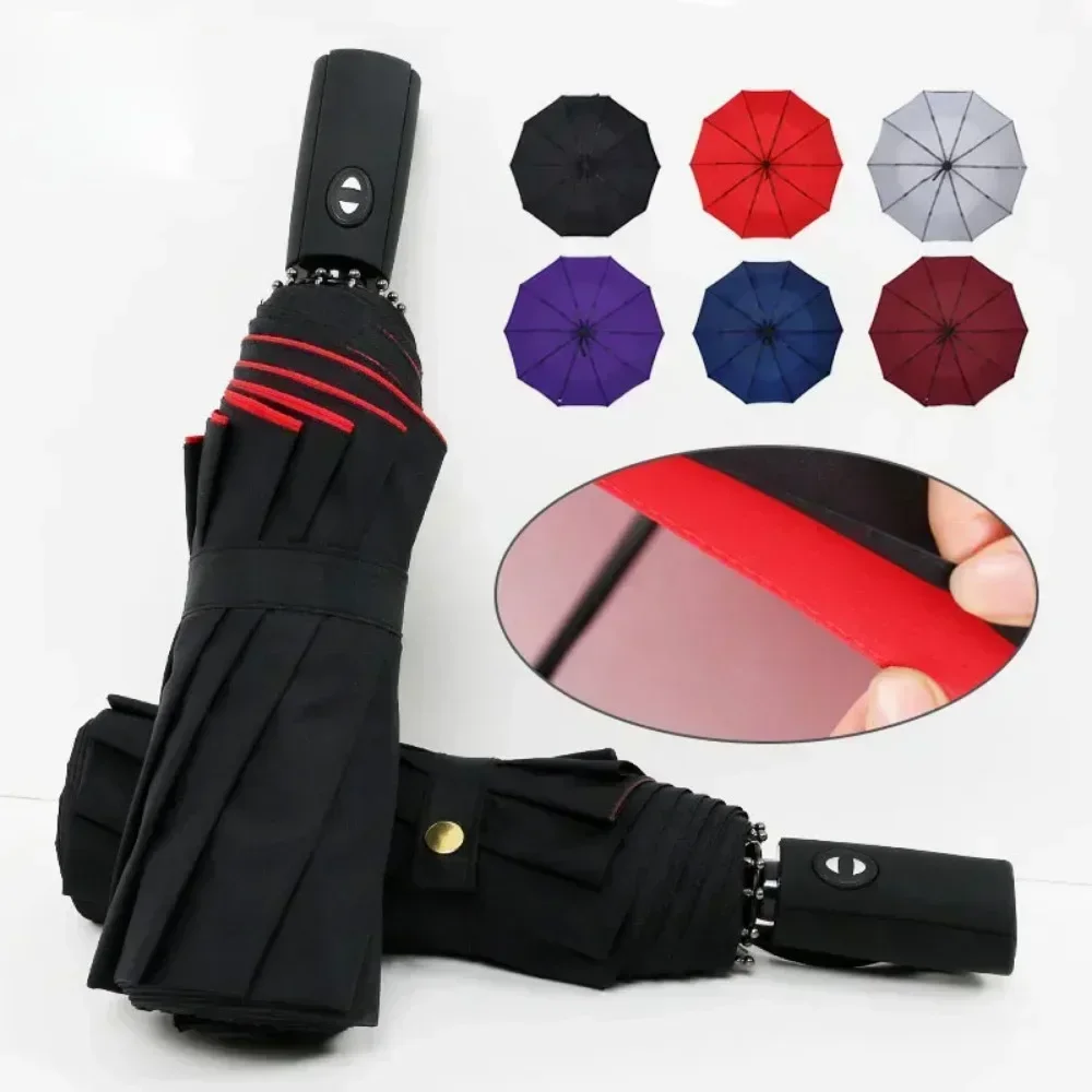 

Windproof Double Layer Resistant Umbrella Fully Automatic Rain Men Women 10K Male Large Umbrellas Parasol