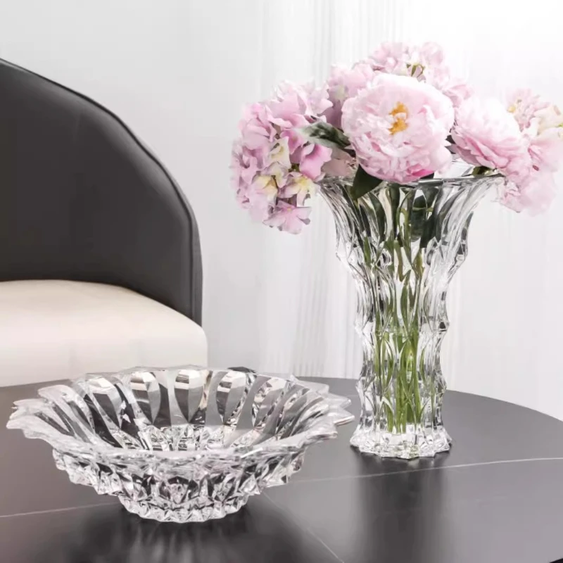 

Crystal glass vase, European classical flower arrangement, high-end housewarming gifts