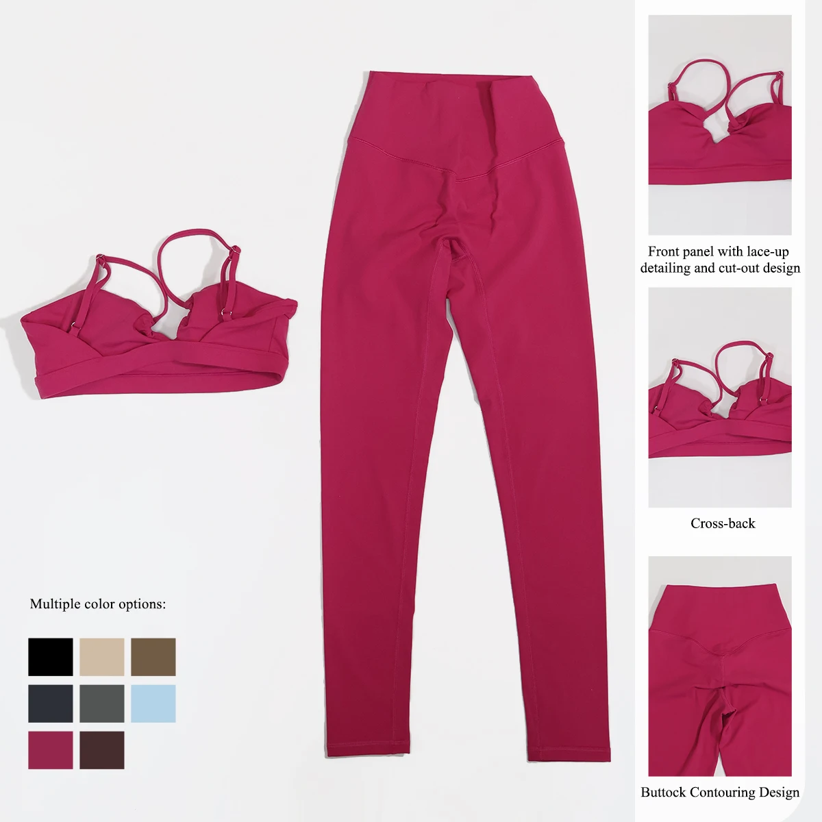 

Soft Women's Two-Piece Sports Set Chest Crossover Bandeau Yoga Gym Outfit Female Sportswear Casual Comfortable Fitness Clothes