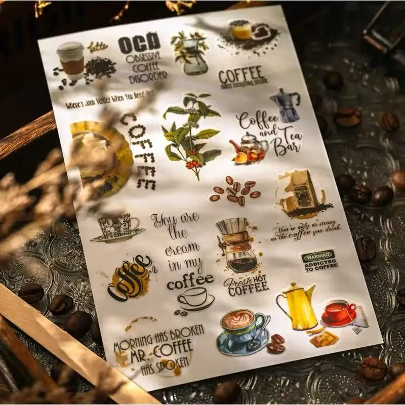 Vintage Kaffee Moka Pot Rub-on Aufkleber Journal Tuch Home Decor Transferaufkleber für Scrapbooking und Basteln