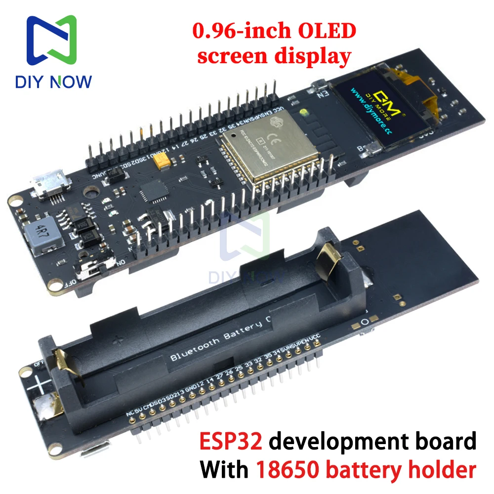 ESP32 WIFI Bluetooth Development Board with 18650 Battery Holder 0.96 inch OLED Screen Display Blue / White / Yellow Blue