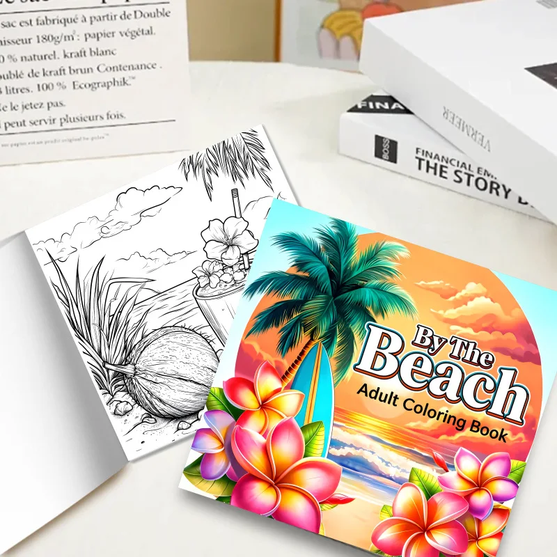 Cross-border new best-selling summer beach coloring book coloring book doodle coloring book coloring book thickened