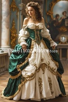 Fantasy History Medieval Ball Gowns Princess Customised Long Sleeve Satin Corset Pleated Fairytale Elegant Party Dresses