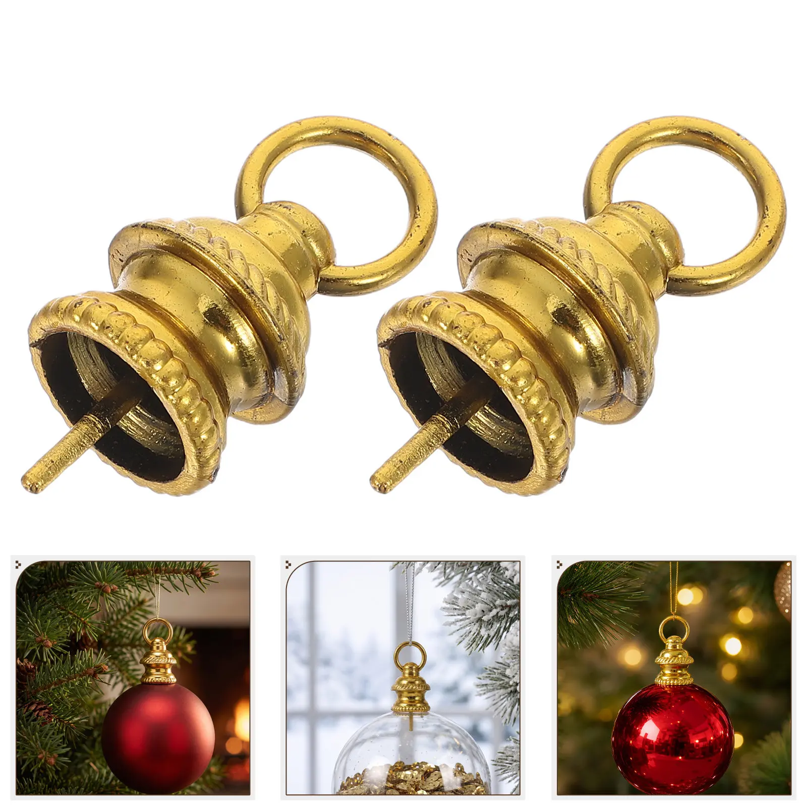 100 Pcs Christmas Ornament Tops Caps Ball Ornament Hangers Christmas Craft Diy Bauble Topper Caps Bell Xmas Ball Cap Replacement