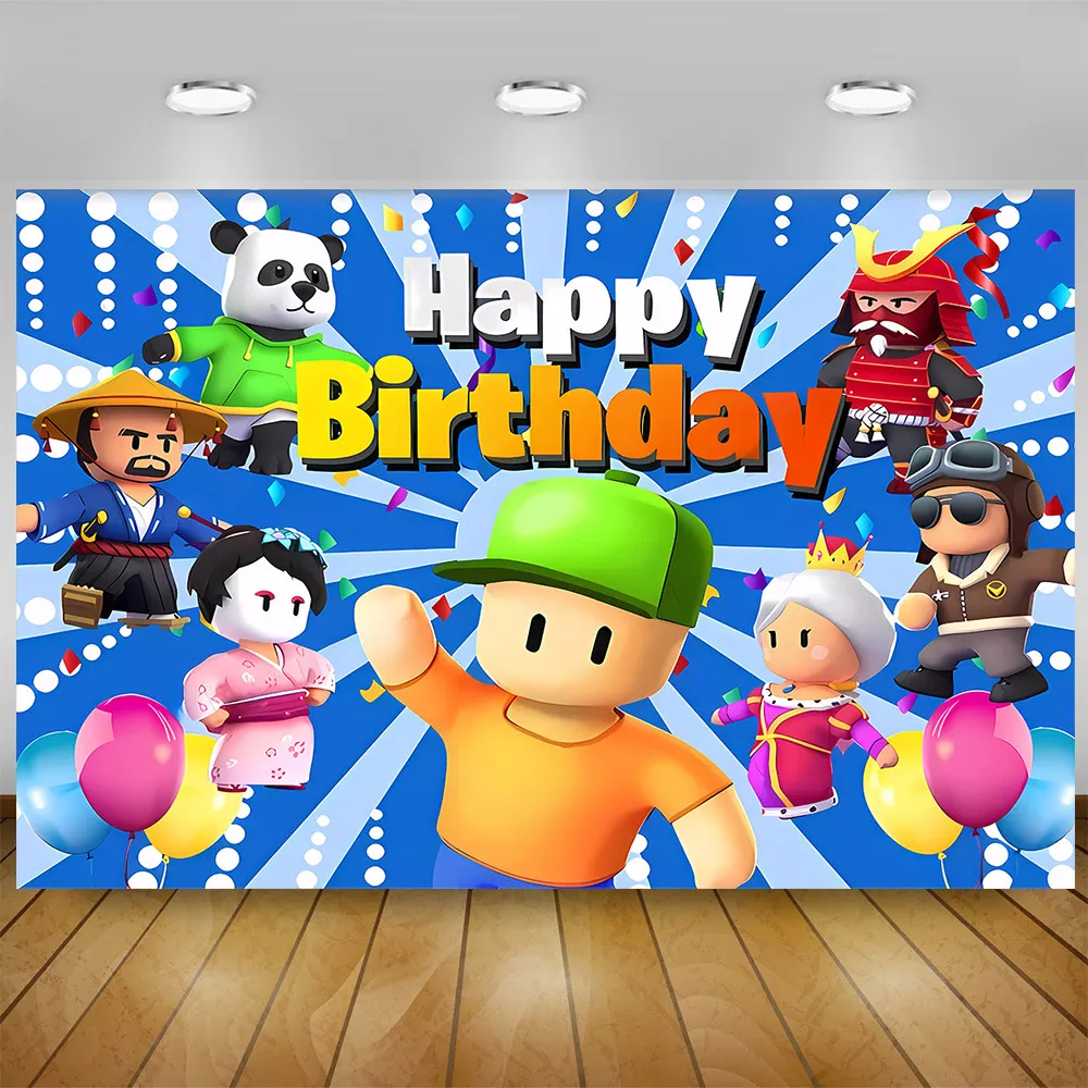 Stumble Guys Game Theme Boy Birthday Party Decoration Number Balloon Banner Cake Topper Baby Shower Kids Gift Photography Props