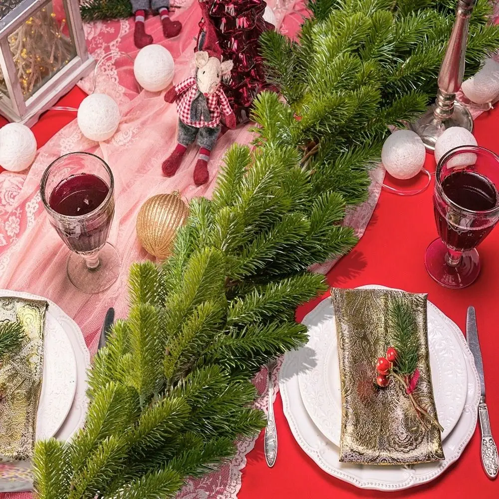 Coronas de pino artificiales verdes, 190cm, árbol de Navidad, guirnalda navideña para colgar en la pared, decoración del hogar, plantas verdes de simulación