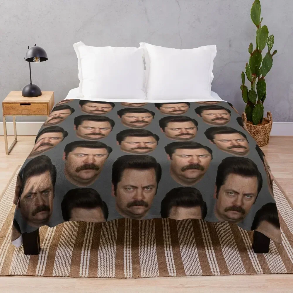 

Ron Swanson Throw Blanket Cute Plaid Hairys Sofa Throw Bed Blankets