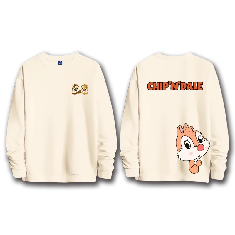 Chip an \'Dale Anime Cartoon Top Women\'s Hoodie Chipmunk Sports Round Neck Hoodie Couple Top Round Neck Hoodie